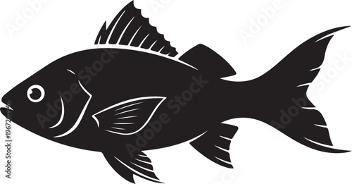 Black fish silhouette with white outline animal