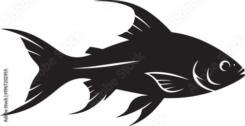 Black fish silhouette with white highlights fins