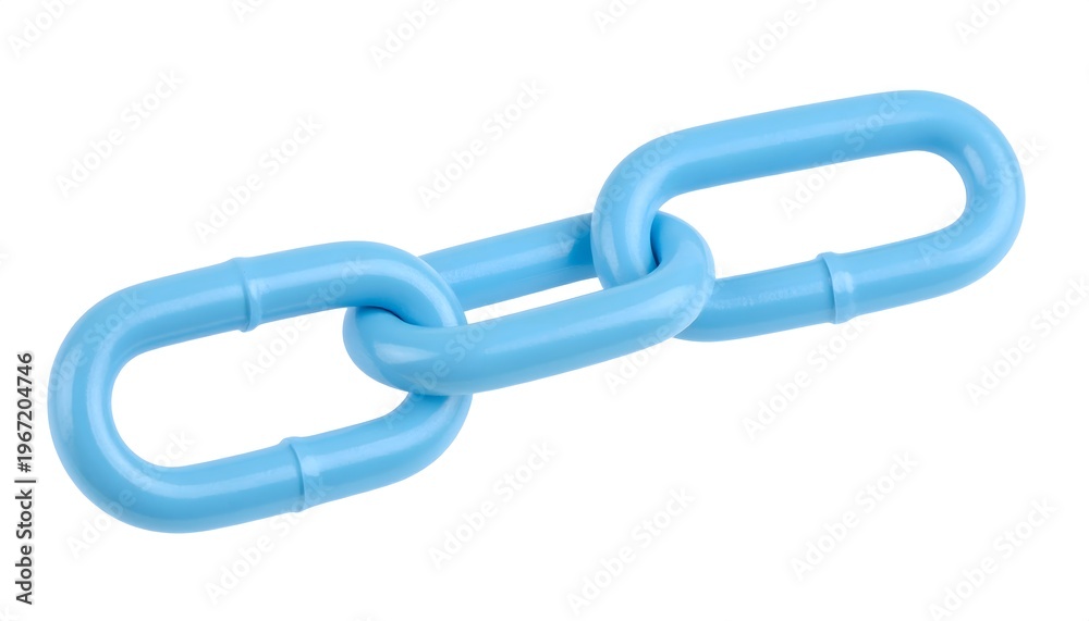 Obraz premium 3D light blue plastic chain link isolated on white background