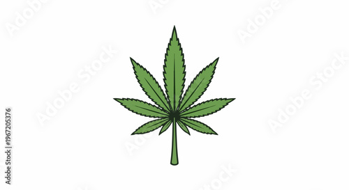 Hand-drawn cannabis leaf with detailed veins on a white background