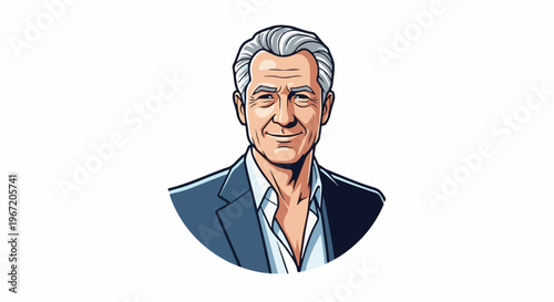 Portrait of a distinguished, smiling elderly man with grey hair