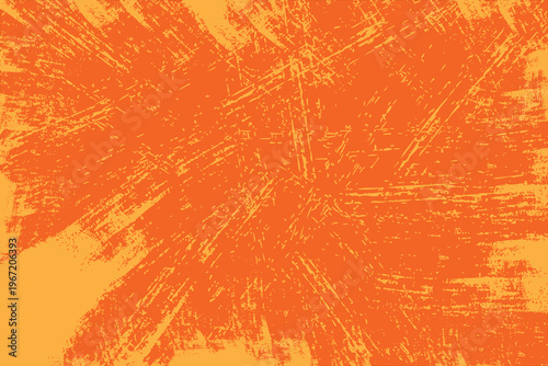 Vibrant orange background with yellow brush strokes and textured effect