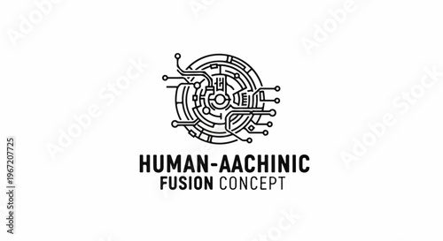 Abstract circular circuit board design symbolizing human-machine integration concept