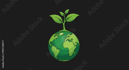 A green sprout emerges from the top of a pixelated planet Earth