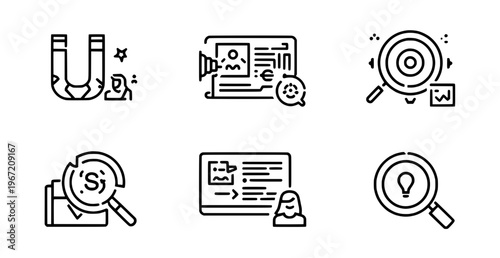 Digital Marketing Icons: A collection of meticulously crafted digital marketing icons, each symbolizing key elements in modern online strategies and visual marketing assets.