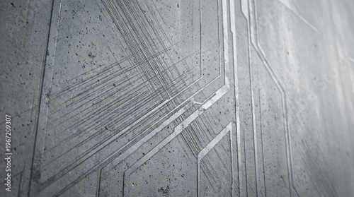 Close Up Detail of Smooth Concrete Surface with Abstract Patterns and Geometric Lines