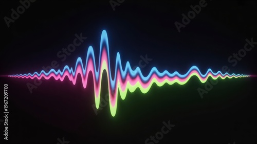 A colorful sound wave on a black background