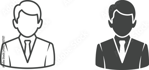 Businessman avatar icon vector with line and solid styles, professional user profile illustration