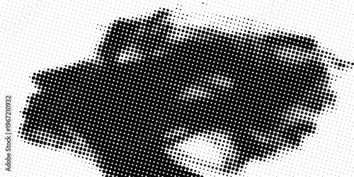 Set of halftone dots gradient pattern texture isolated on white background. Straight dotted spots using halftone circle dot raster texture. Vector blot half tone collection.
