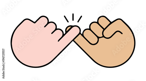 Pinky promise hand gesture vector illustration isolated on white
