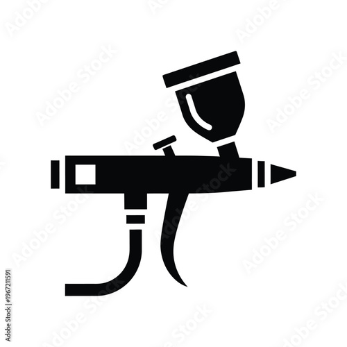 Minimalist Black Airbrush Silhouette Icon for Professional Painting, Automotive Detailing, and Creative Art Illustration