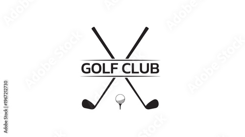 Golf club logo design with crossed clubs, a golf ball on a tee, and bold text emphasizing the sport.
