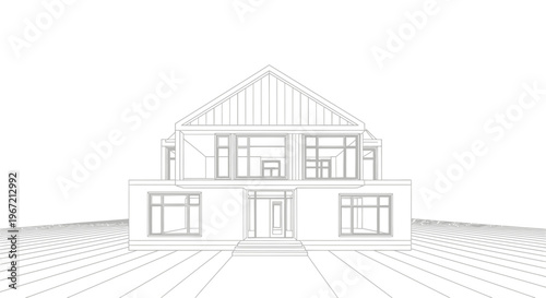 Detailed Architectural House Drawing in Bright Studio Perspective