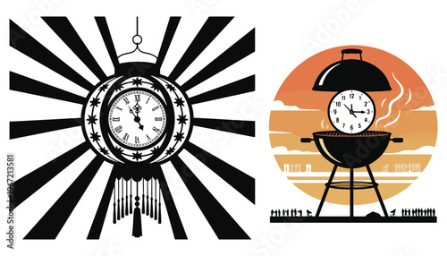 A clock vector illustration set with unique designs and styles