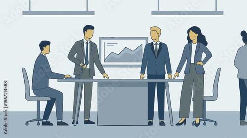 Business professionals having a meeting in an office conference room