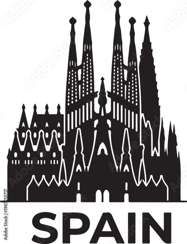 Sagrada Familia basilica in Barcelona, Spain, iconic Gaudi architecture, famous landmark.