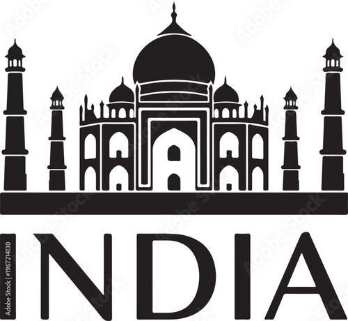 Iconic Taj Mahal silhouette representing India, a famous historical monument and travel destination.