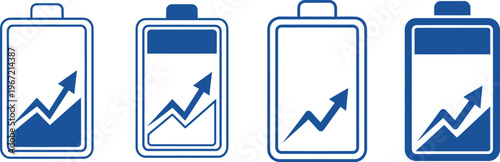 Battery charge level indicators visualizing power status with four stages