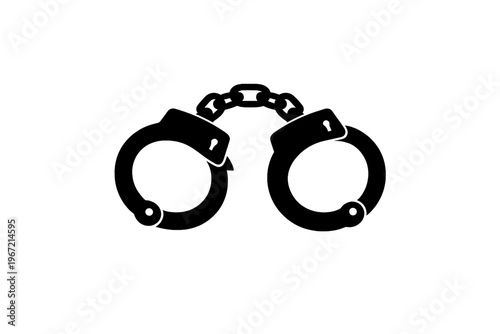 Black silhouette of handcuffs on white background symbolizing law enforcement