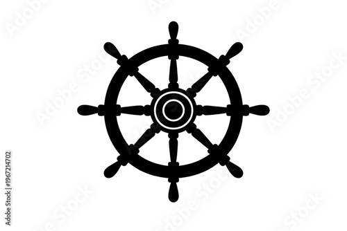 Steering wheel silhouette isolated on white background