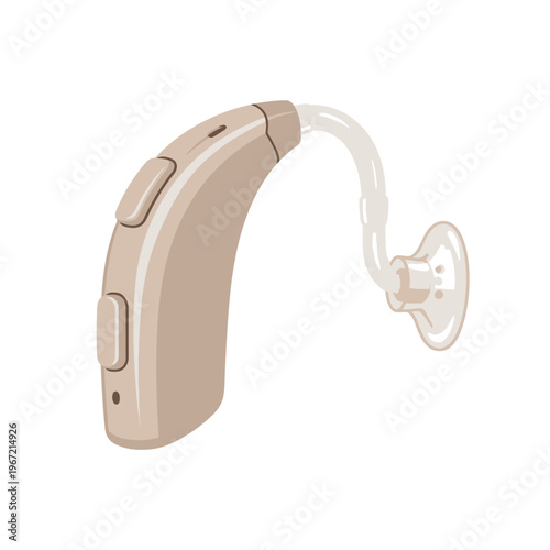 Modern hearing aid device illustration isolated on white background
