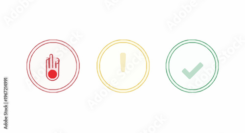 Minimal traffic signal line icon set red yellow green EPS10 isolated on white