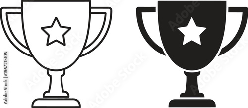 Two elegant trophies a black and white illustration of achievement and success