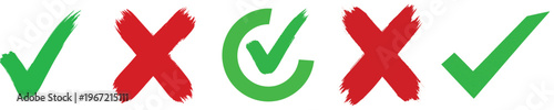 Colorful checkmarks and xs a vibrant display of approval and rejection