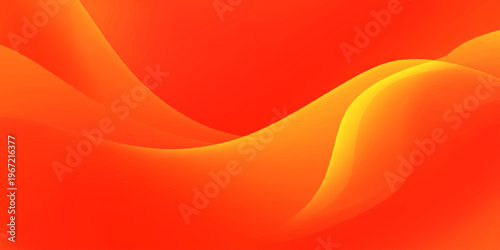 Abstract red background with falling yellow rose petals and orange gradient waves featuring a decorative golden curve line pattern for a modern art wallpaper design