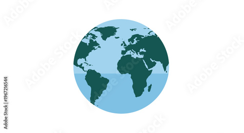 Stylized illustration of earth globe with continents and oceans on white