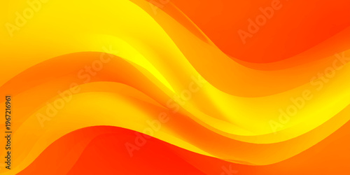 An abstract orange vector background featuring bright yellow wave patterns and a smooth gradient texture creates a dynamic energy design for a modern wallpaper backdrop