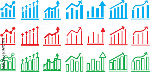 Minimalist percentage growth and loss collection, digital stock market and trading symbols, professional web design and app illustration.