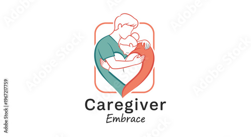 Compassionate caregiver embrace, offering support and care. Vector illustration for healthcare, elderly assistance, and well-being.