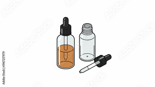 Glass Dropper Bottles for Essential Oil or Serum Illustration