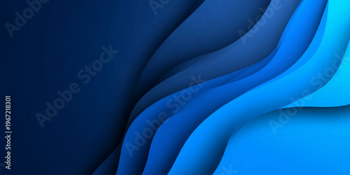 A flowing blue abstract background features smooth silk waves and a soft satin texture in a wavy vector design