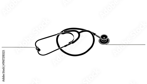 A stethoscope silhouette illustration on a clean white background