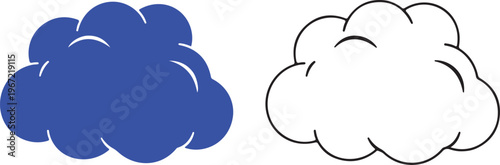 Two abstract cloud shapes blue and white minimalist design