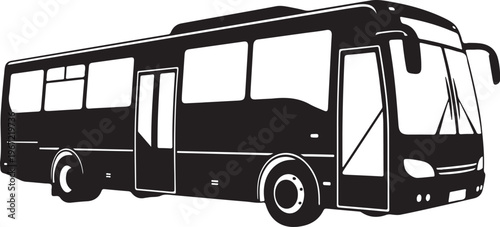 Black silhouette of a city bus vehicle transportation