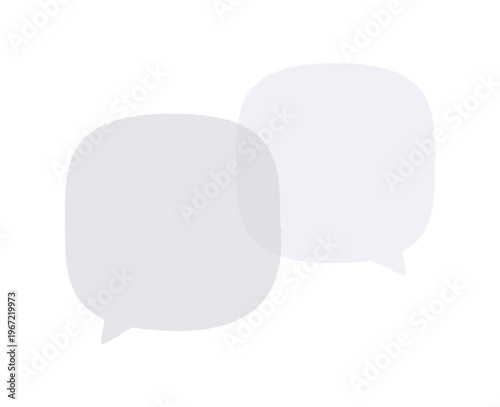 手書きのグレーのおしゃれな2つの重なった吹き出し - 角丸正方形の文字フレーム素材 - 白フチ付き