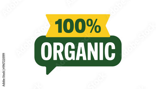 Organic food label with 100 percent guarantee vector illustration