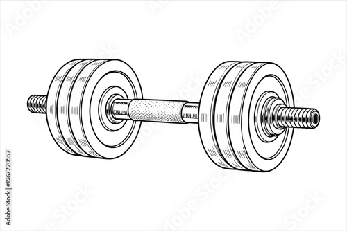 Dumbbell line art vector isolated on white background fitness gym illustration
