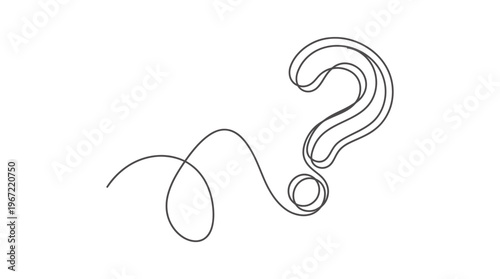 A single continuous line drawing of a question mark, illustrating inquiry and curiosity