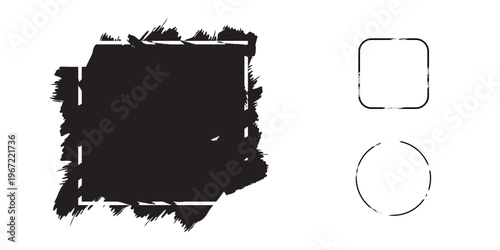 Abstract Black Brush Stroke Frame With Rough Edges And Grunge Texture, Ink Border, Brush Stroke,