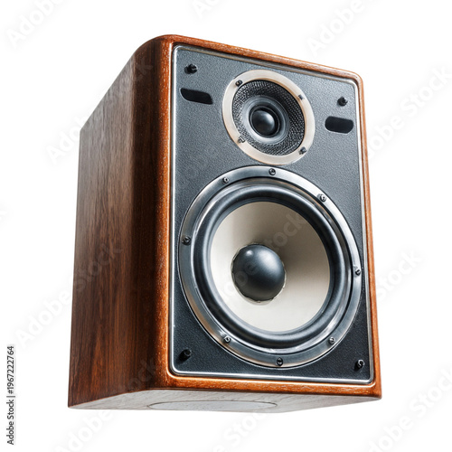Professional wooden studio speaker isolated on transparent background