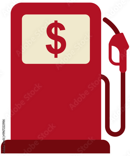 Red gas station pump icon symbolizing skyrocketing petrol prices and energy inflation in modern society