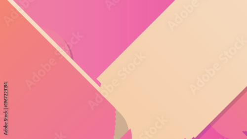 Layered geometric shapes in pink and peach on transparent background