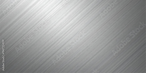 Brushed stainless steel texture background, silver metallic surface with fine linear grain, industrial satin finish, modern abstract clean minimal design