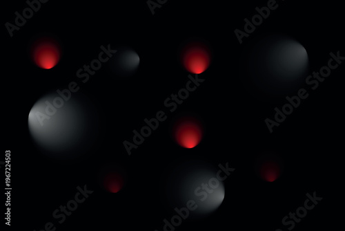 Abstract dark composition with red and gray spherical shapes