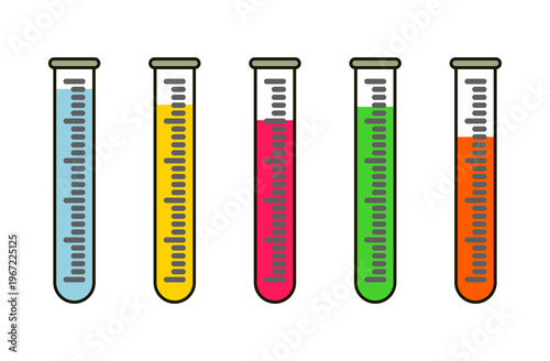 Illustration of a laboratory measuring cylinder, designed in a flat style. Simple design of a laboratory measuring cylinder. Science icon.	
