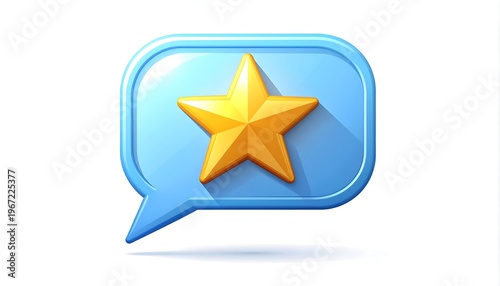 3D icon of a chat bubble containing a golden star, symbolizing a featured or top comment